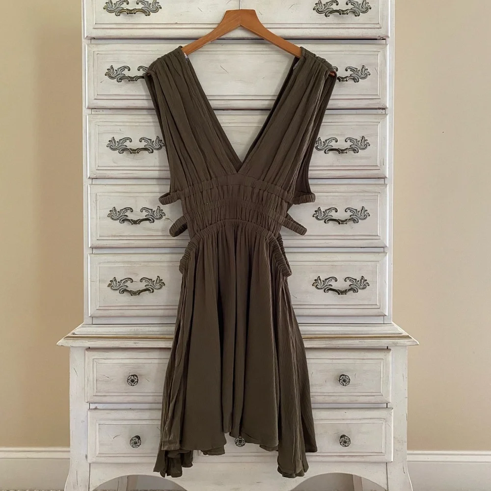 Windsor Summer Vibes Olive Gauze Dress - Picture 5 of 7